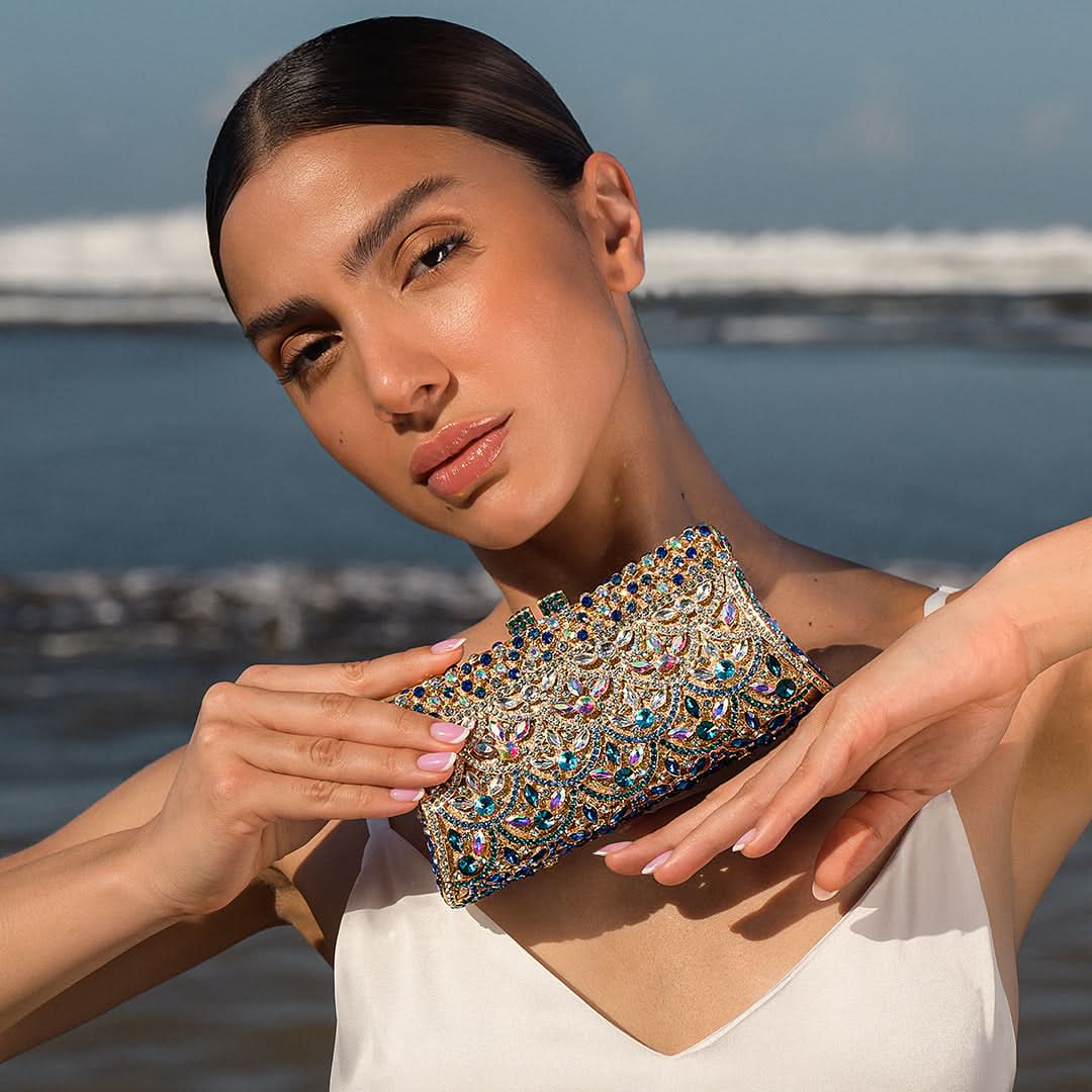 Aubrielle Diamond - Encrusted Clutch Bag - ShopLorca