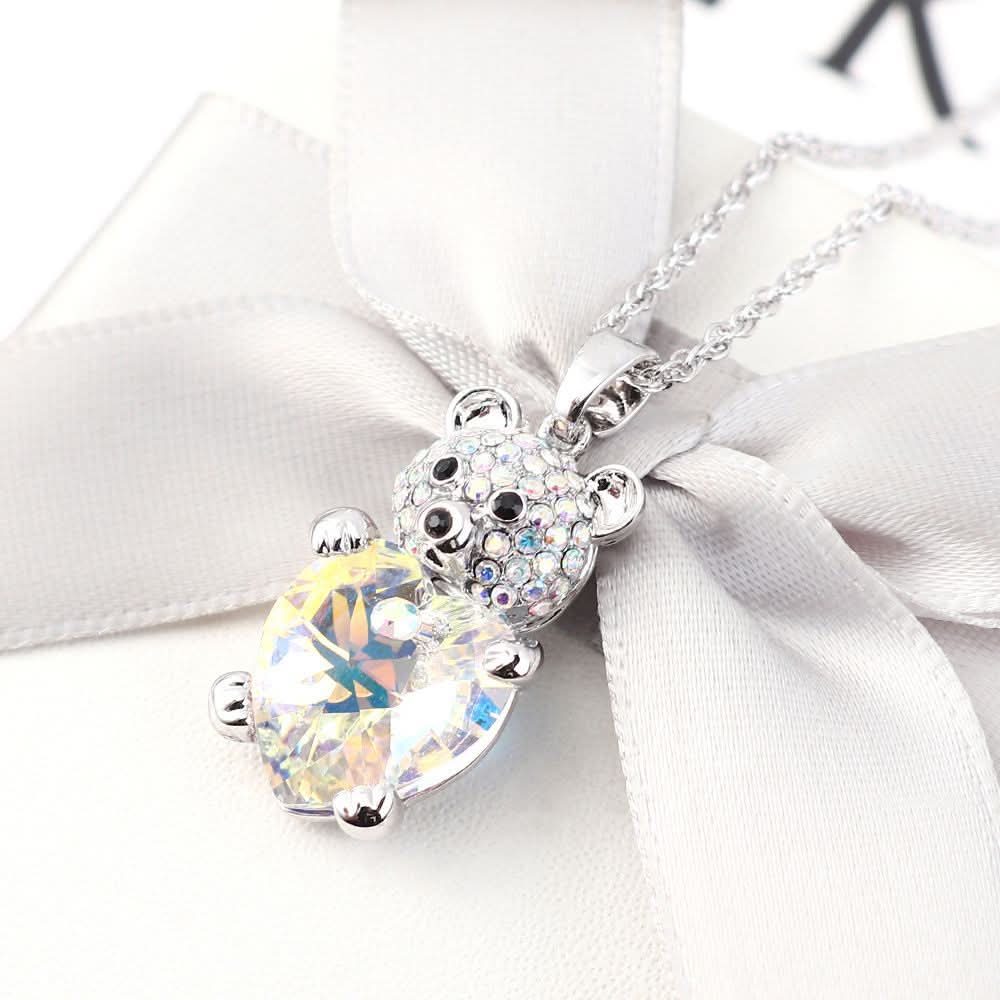 Bear Crystal Heart Necklace - ShopLorca