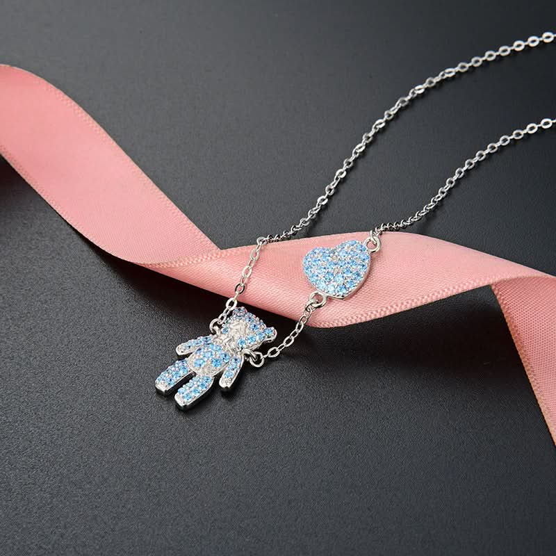 Bear Heart Sky Blue Necklace - ShopLorca