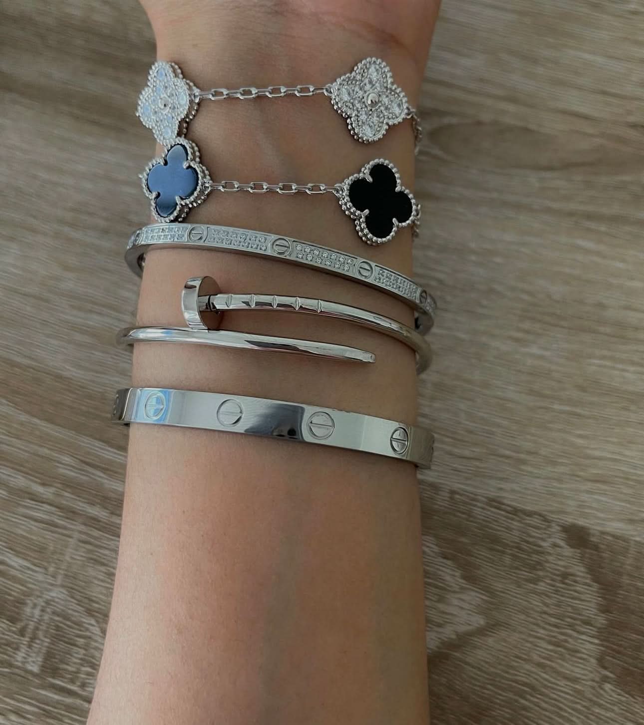 Clover Bracelet - Black (silver) - ShopLorca