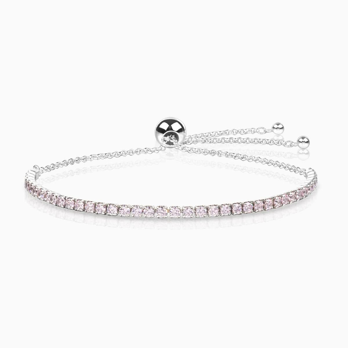 Dazzling Pink Stones Tennis Slider Bracelet - ShopLorca