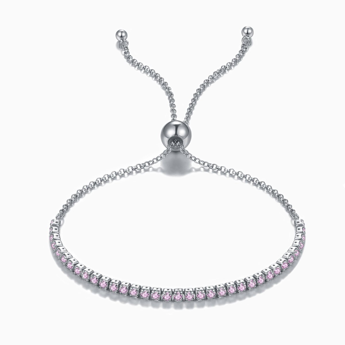 Dazzling Pink Stones Tennis Slider Bracelet - ShopLorca