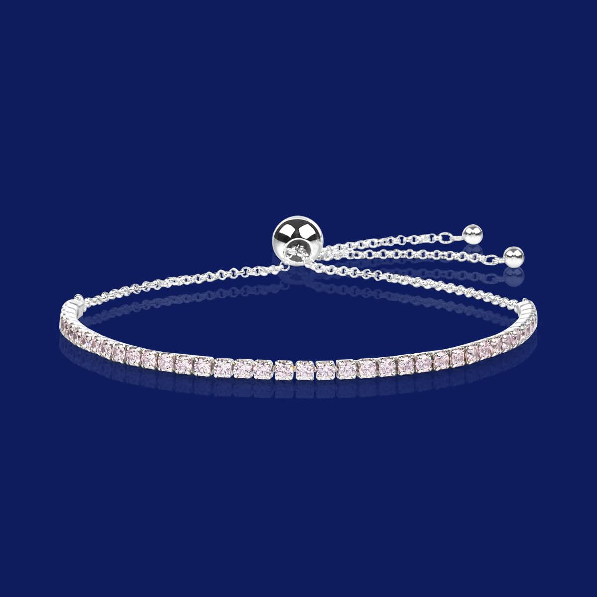 Dazzling Pink Stones Tennis Slider Bracelet - ShopLorca
