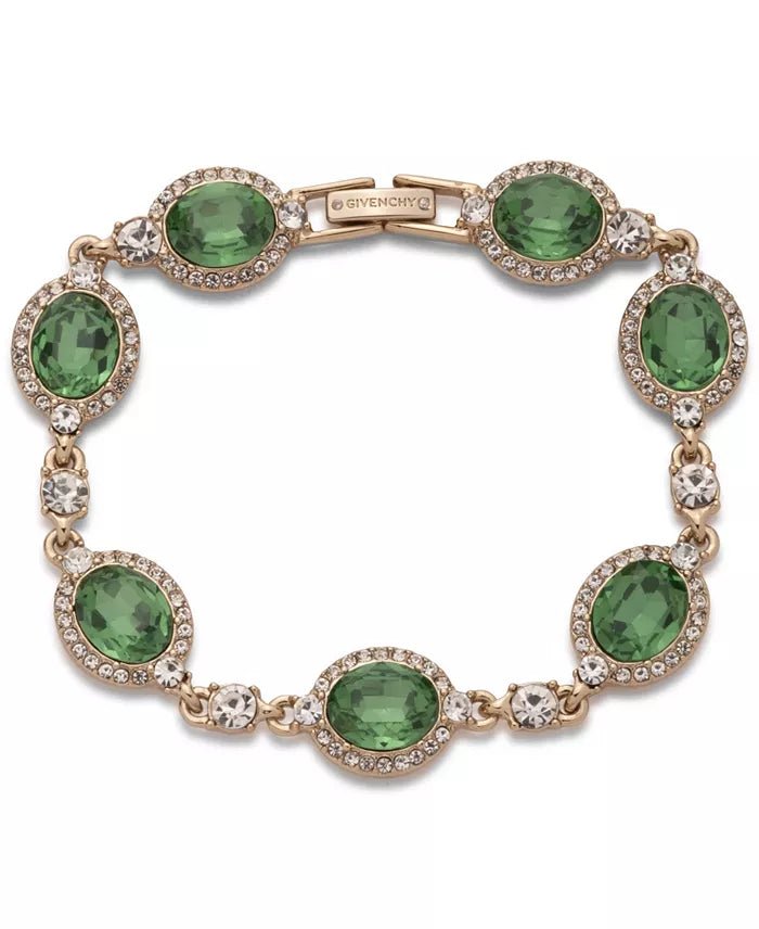 Gold - Tone Pavé & Stone Oval Halo Flex Bracelet - ShopLorca