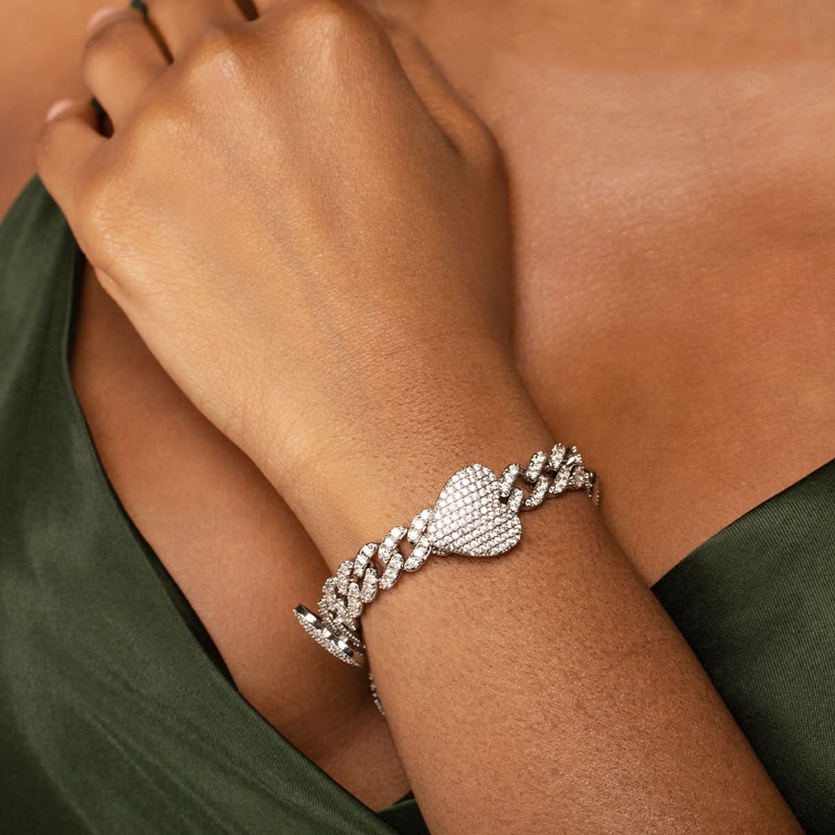 Grandeur Cuban Hearts Bracelet - ShopLorca