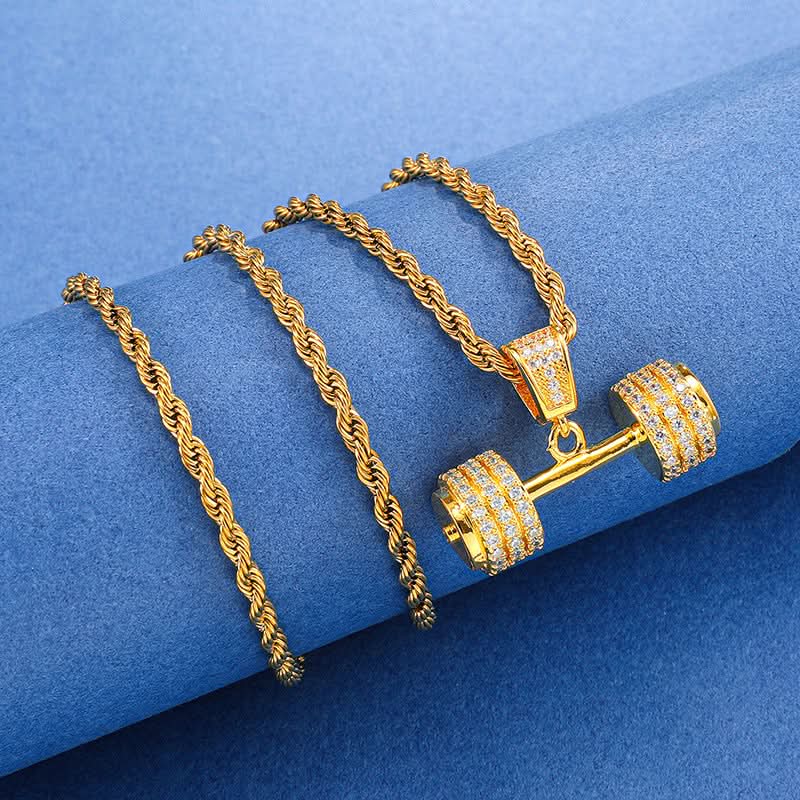 Iced Dumbbell Necklace - ShopLorca