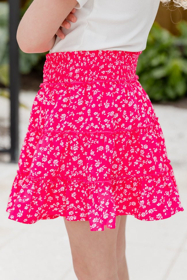Kid's Through The Garden Hot Pink Floral Mini Skort SALE - ShopLorca
