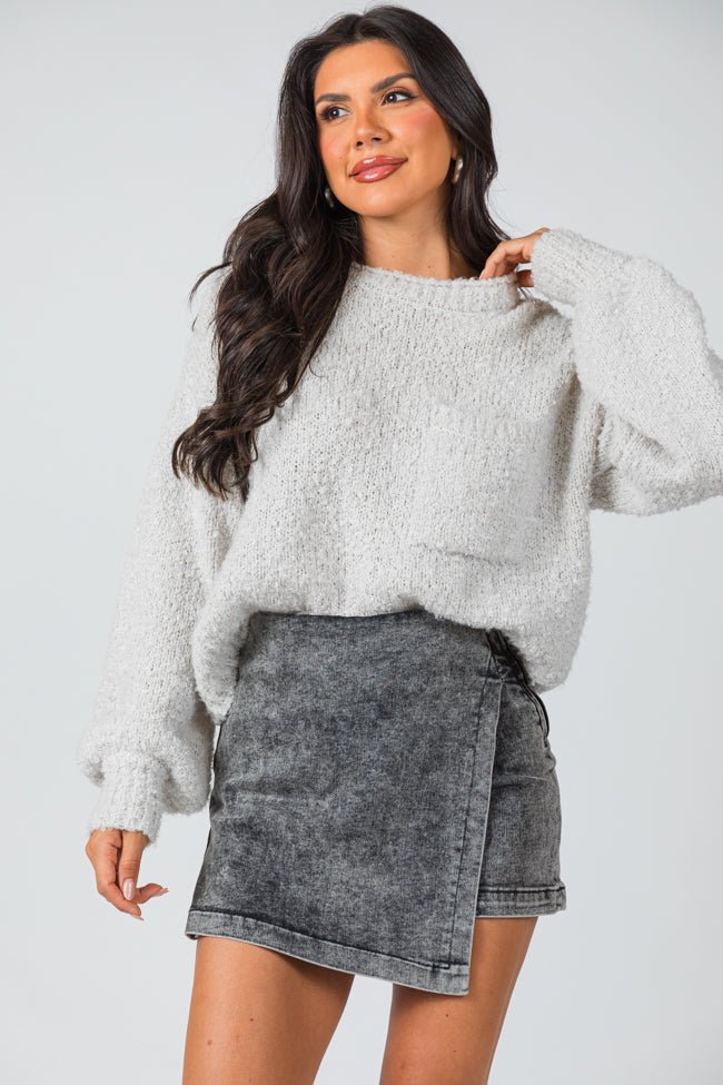 My Favorite Black Acid Wash Denim Skort - ShopLorca