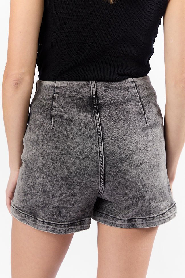 My Favorite Black Acid Wash Denim Skort - ShopLorca