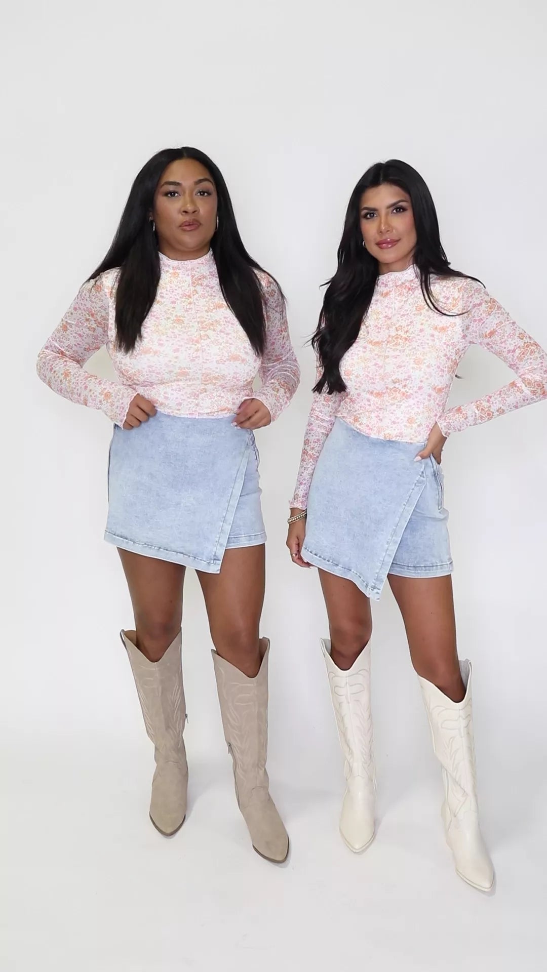 My Favorite Light Wash Acid Wash Denim Skort - ShopLorca