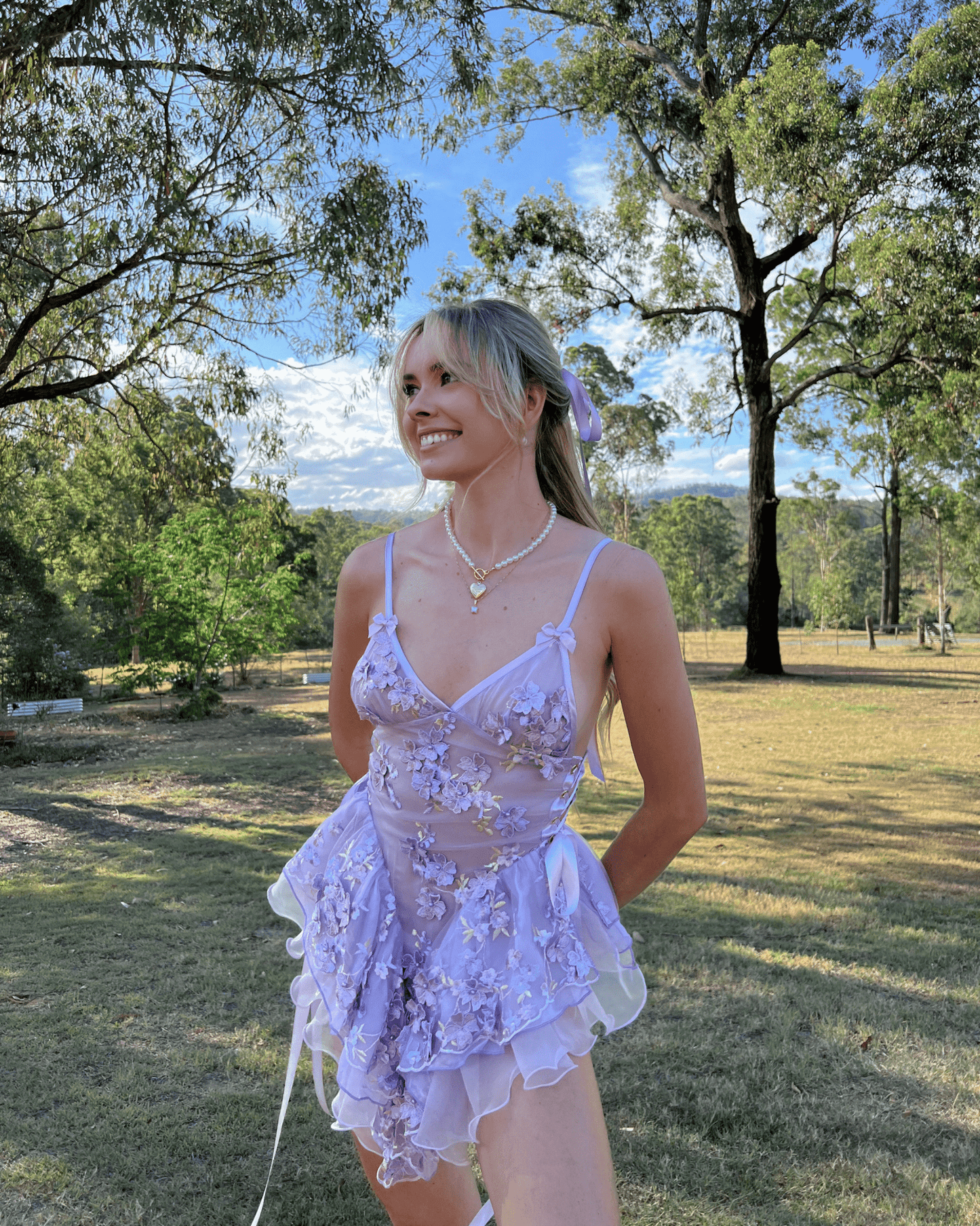 The Fleurette Fairy Silk Mini Dress・Lavender - ShopLorca