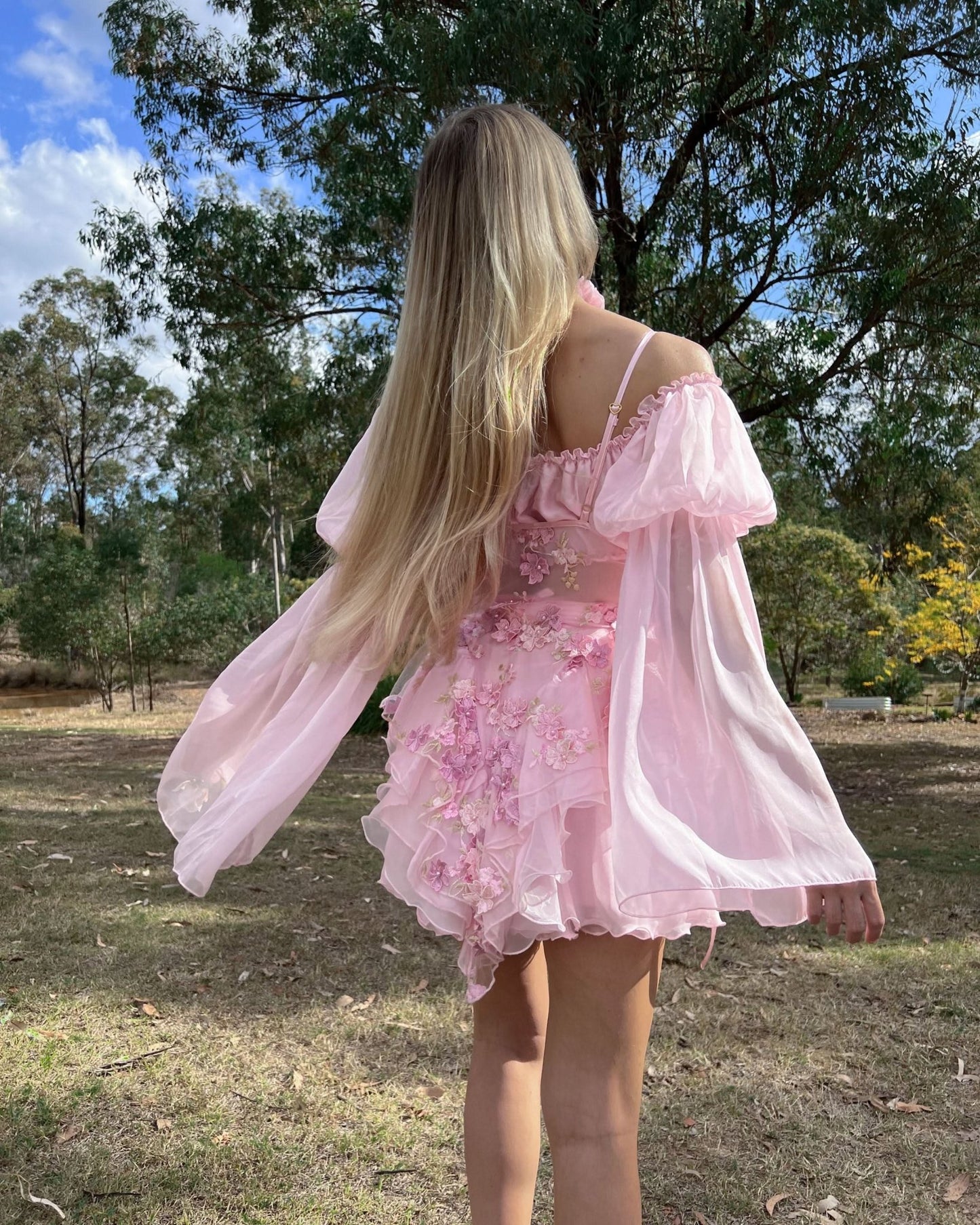 The Fleurette Fairy Silk Mini Dress・Pink Petal - ShopLorca