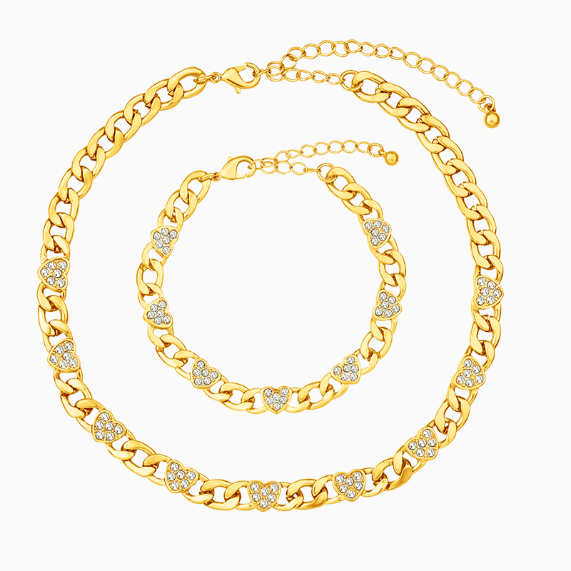 Vienna Paved Hearts Jewelry Set - ShopLorca