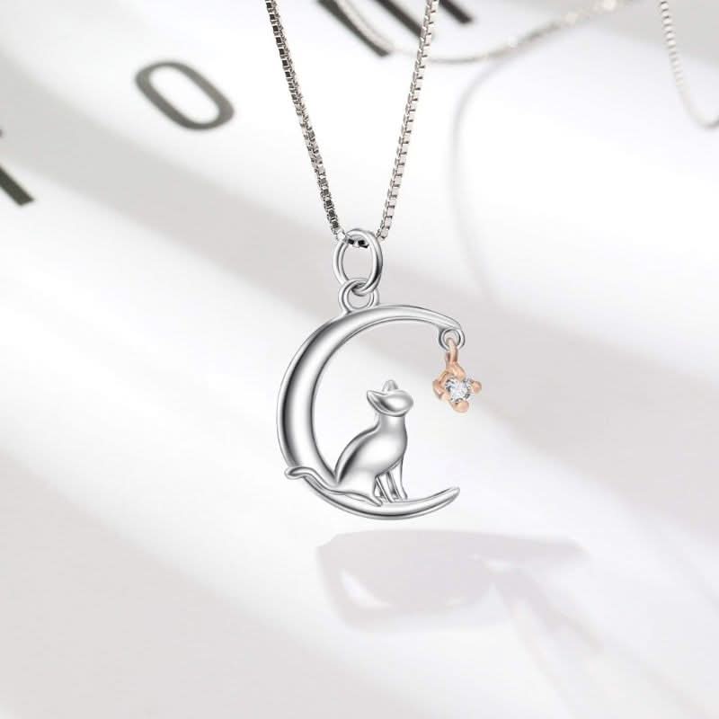 Adored Cat On The Moon Necklace - ShopLorca