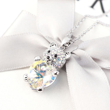 Bear Crystal Heart Necklace - ShopLorca