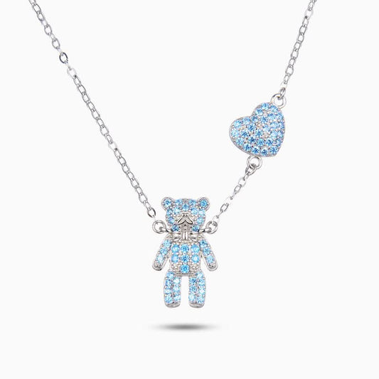 Bear Heart Sky Blue Necklace - ShopLorca