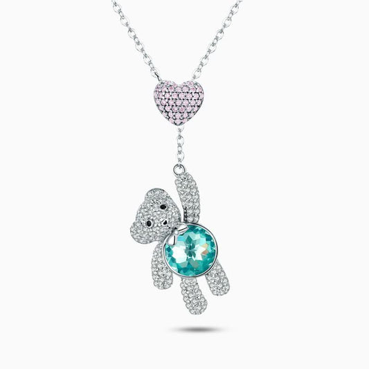 Bear Holding On Heart Necklace - ShopLorca