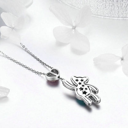 Bear Holding On Heart Necklace - ShopLorca