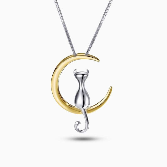 Cat Sitting On the Moon Necklace - ShopLorca