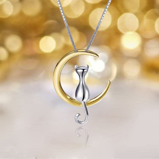 Cat Sitting On the Moon Necklace - ShopLorca