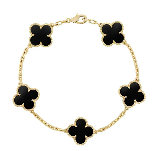 Clover Bracelet - Black (gold) - ShopLorca