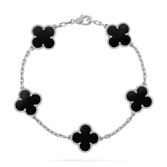 Clover Bracelet - Black (silver) - ShopLorca