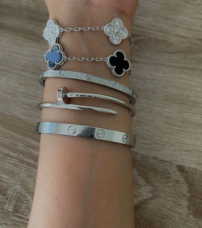 Clover Bracelet - Black (silver) - ShopLorca