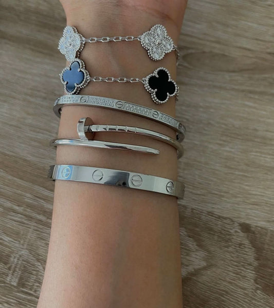 Clover Bracelet - Black (silver) - ShopLorca