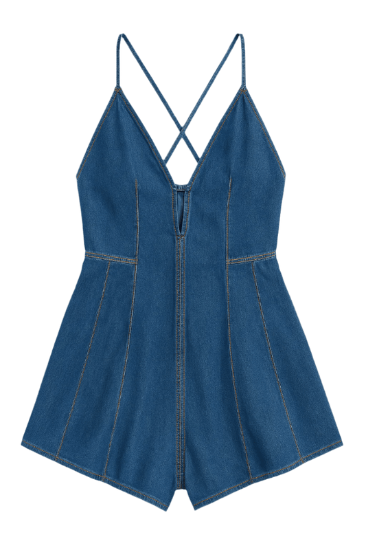 Dazed Denim Romper - ShopLorca