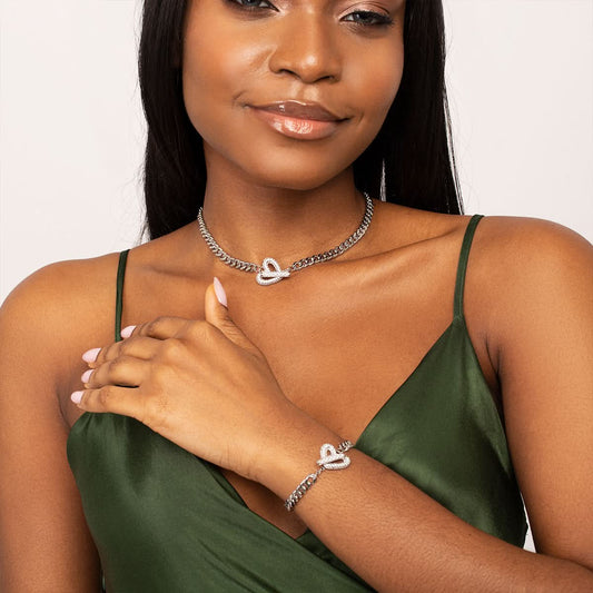 Dazzling Heart Toggle Clasp Jewelry Set - ShopLorca