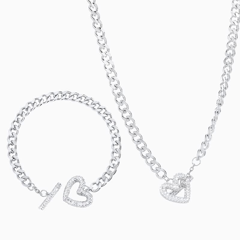 Dazzling Heart Toggle Clasp Jewelry Set - ShopLorca