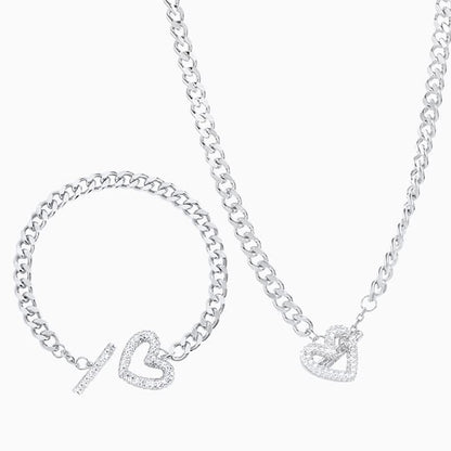 Dazzling Heart Toggle Clasp Jewelry Set - ShopLorca