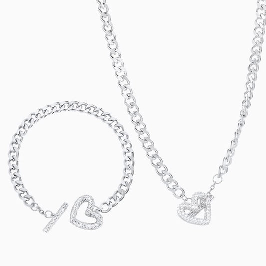 Dazzling Heart Toggle Clasp Jewelry Set - ShopLorca