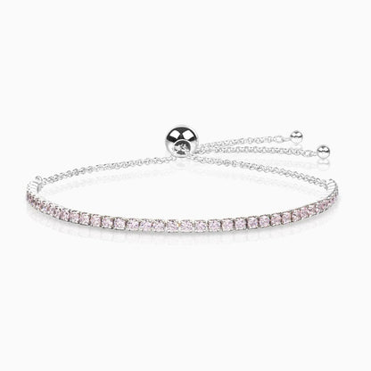 Dazzling Pink Stones Tennis Slider Bracelet - ShopLorca