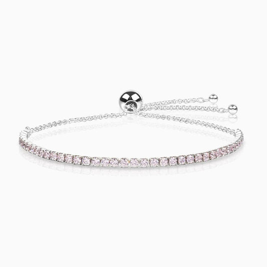 Dazzling Pink Stones Tennis Slider Bracelet - ShopLorca