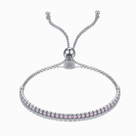 Dazzling Pink Stones Tennis Slider Bracelet - ShopLorca