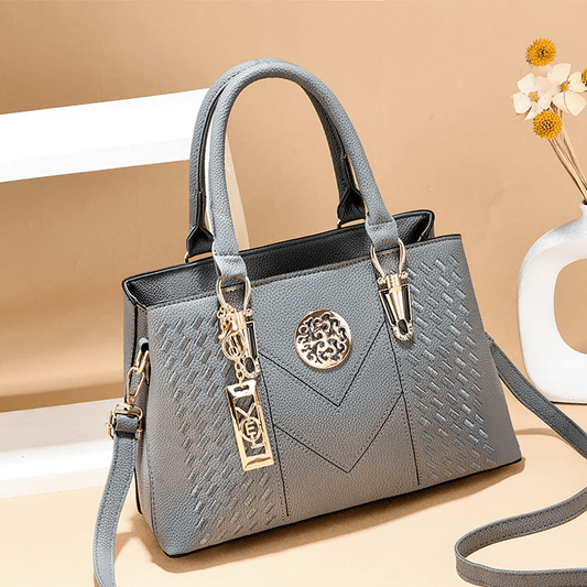 Florence Embroidered Shoulder Bag Grey - ShopLorca