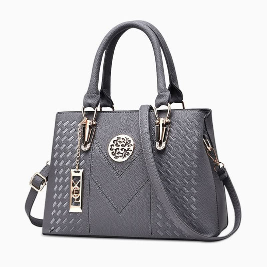 Florence Embroidered Shoulder Bag Grey - ShopLorca