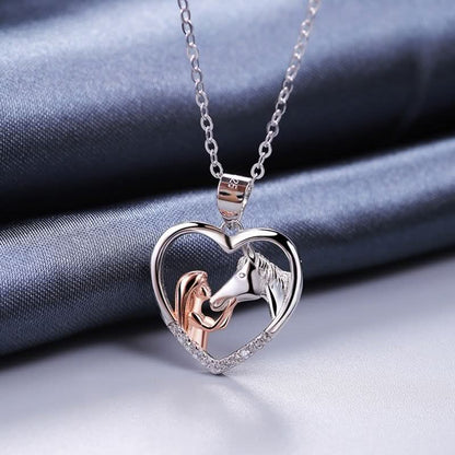 Girl And Horse Heart Necklace - ShopLorca