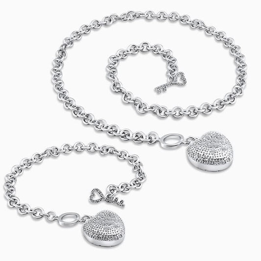 Heart Toggle Key Clasp Jewelry Set - ShopLorca