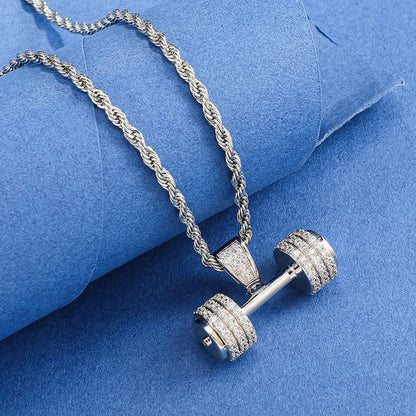 Iced Dumbbell Necklace - ShopLorca