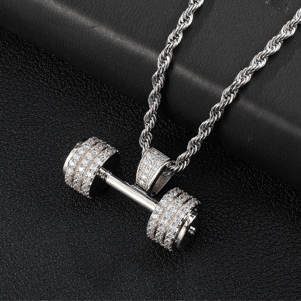 Iced Dumbbell Necklace - ShopLorca