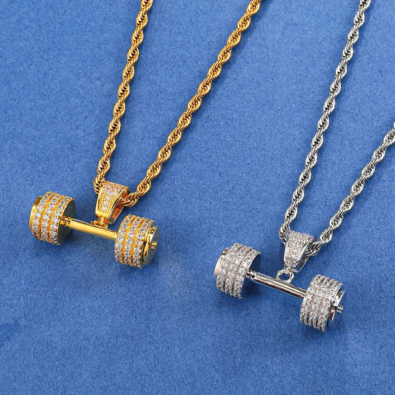 Iced Dumbbell Necklace - ShopLorca