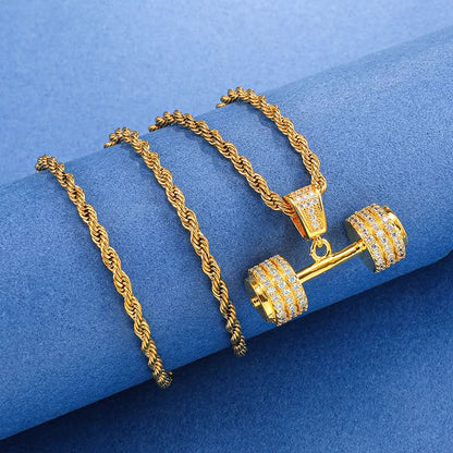 Iced Dumbbell Necklace - ShopLorca