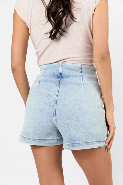 My Favorite Light Wash Acid Wash Denim Skort - ShopLorca