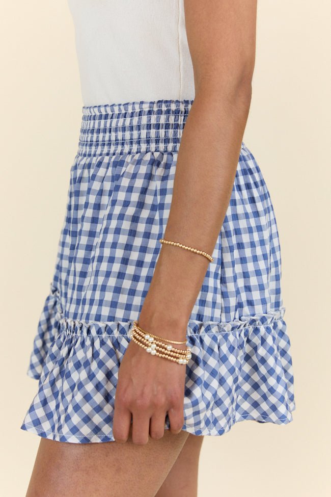 Never Out Of Style Blue and Ivory Gingham Skort - ShopLorca