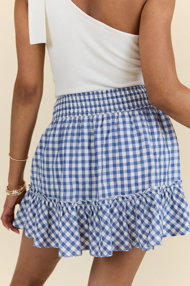 Never Out Of Style Blue and Ivory Gingham Skort - ShopLorca