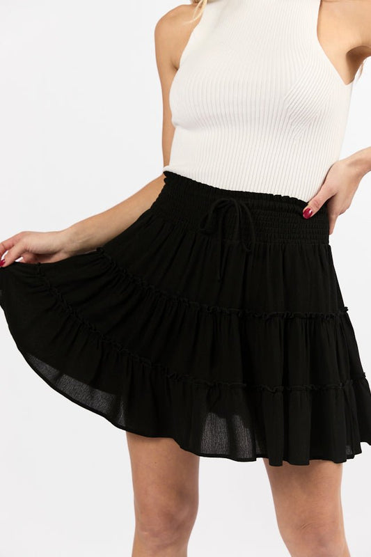 Through The Garden Black Longer Length Solid Mini Skort - ShopLorca