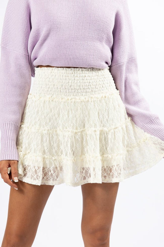 Through The Garden Cream Lace Mini Skort - ShopLorca