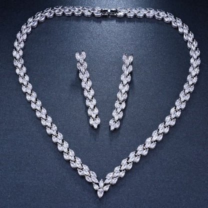Vibrant Zircon Leaf Jewelry Set - ShopLorca